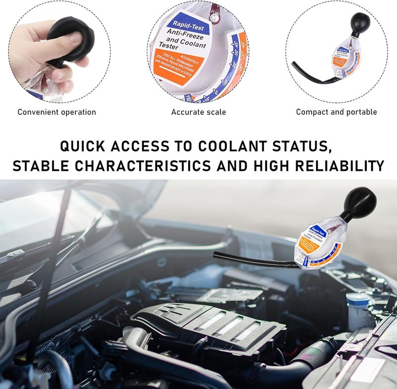 KVAEY 4PCS Coolant Tester Accessory, Automotive Professional Antifreeze Densitometer Freezing Testing Tool, Universal Coolant Hydrometer Tester for Winter and Summer, Car Accessories - Image 4
